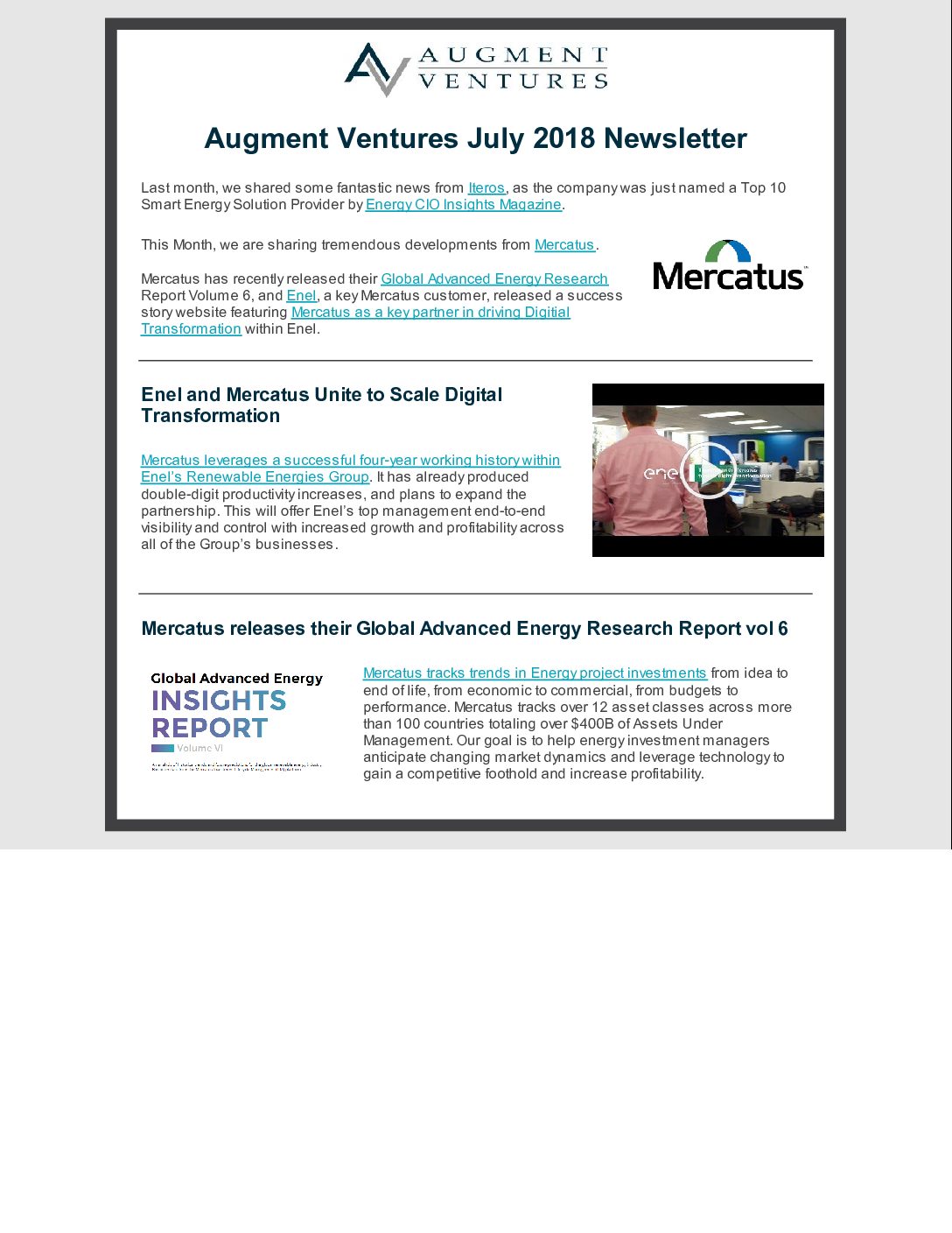 Augment Ventures July 2018 Newsletter
